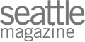 The image shows the logo of "Seattle Magazine" in grey, featuring a simple, bold typeface with the words stacked vertically.
