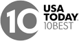 This image features the logo of "USA Today 10Best," which includes the number 10 inside a circle.